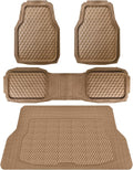 CAR PASS Heavy Duty Rubber Beige Car Floor Mats & Cargo Liner - Deep
