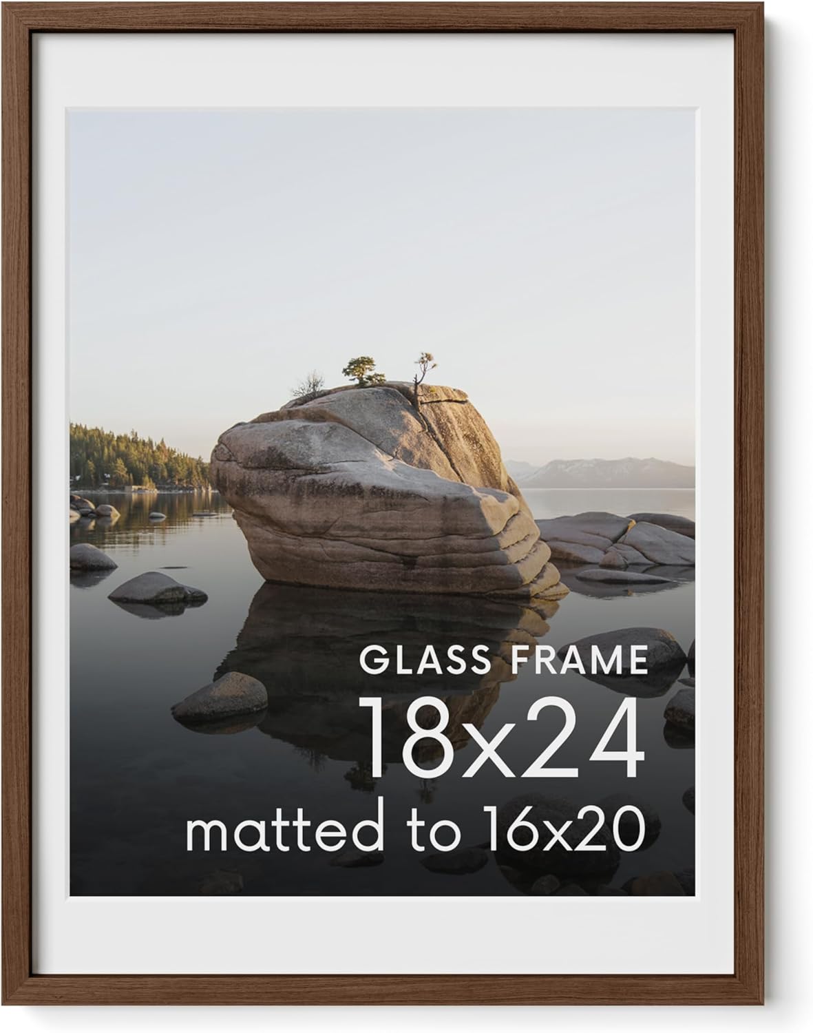 18x24 Picture Frame with Real Glass and Walnut Oak Finish