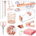 Rose Gold Office Supplies and Accessories Set - Stylish Desk Kit