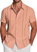 COOFANDY Men's Cuban Guayabera Short Sleeve Shirt - Casual Summer soft