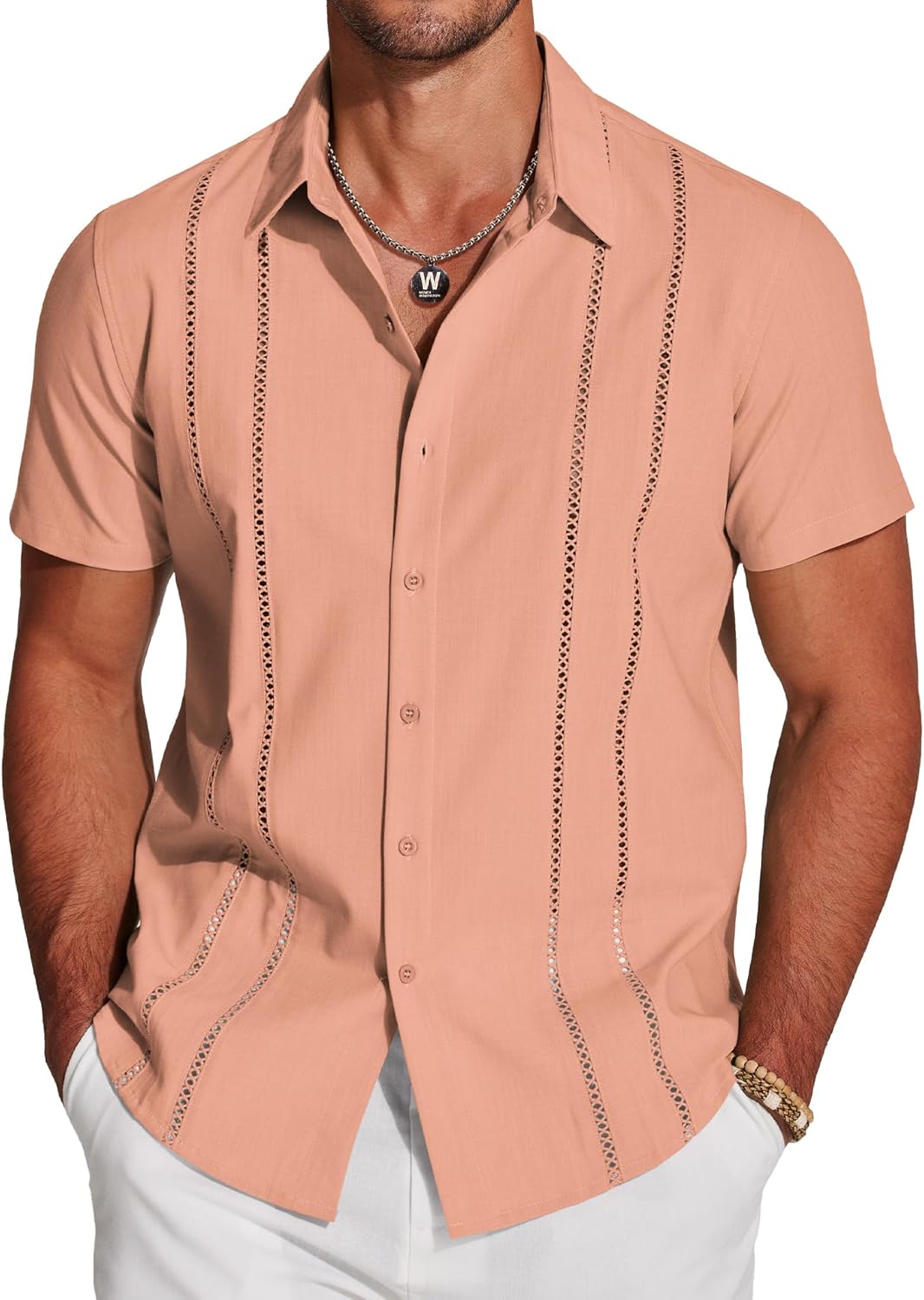 Stylish Men's Cuban Guayabera Shirt for Summer Casual Wear