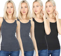 Womens Ribbed Racerback Tank Top 4 Pack - Soft Stretch Basics