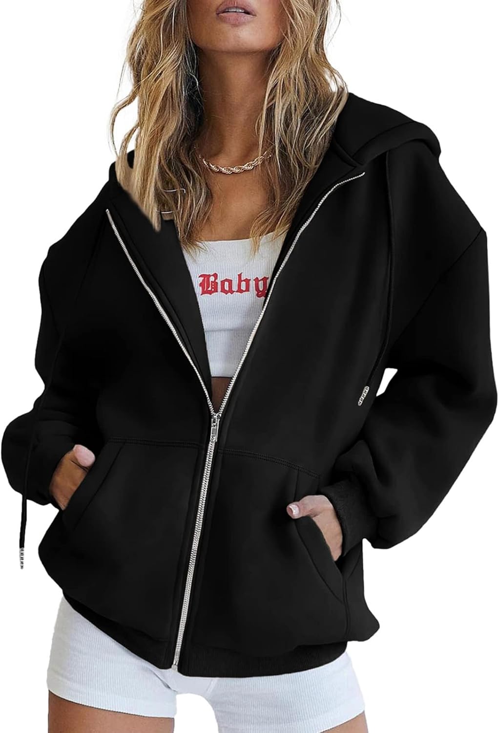 PRETTYGARDEN Women's Zip Up Y2K Hoodies for Casual Style