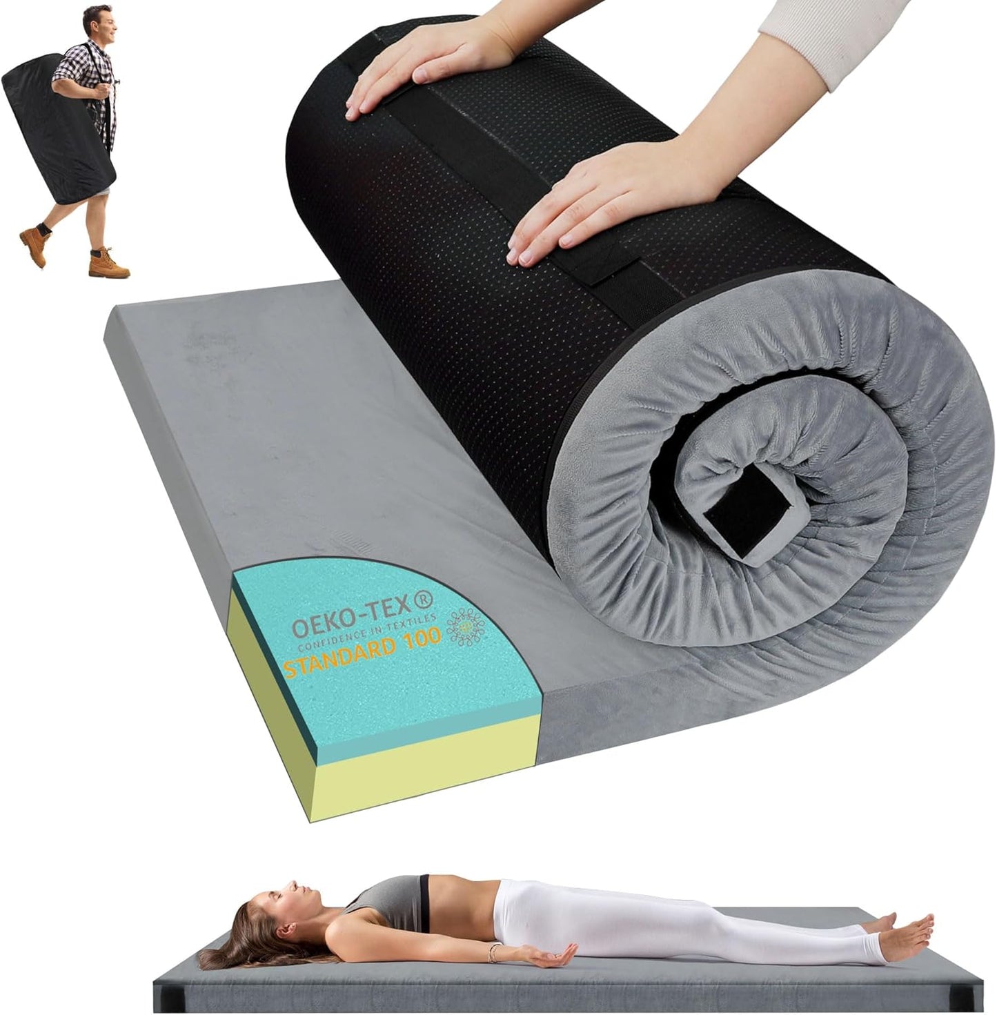 Memory Foam Camping Mattress Pad for Travel and Sleepovers