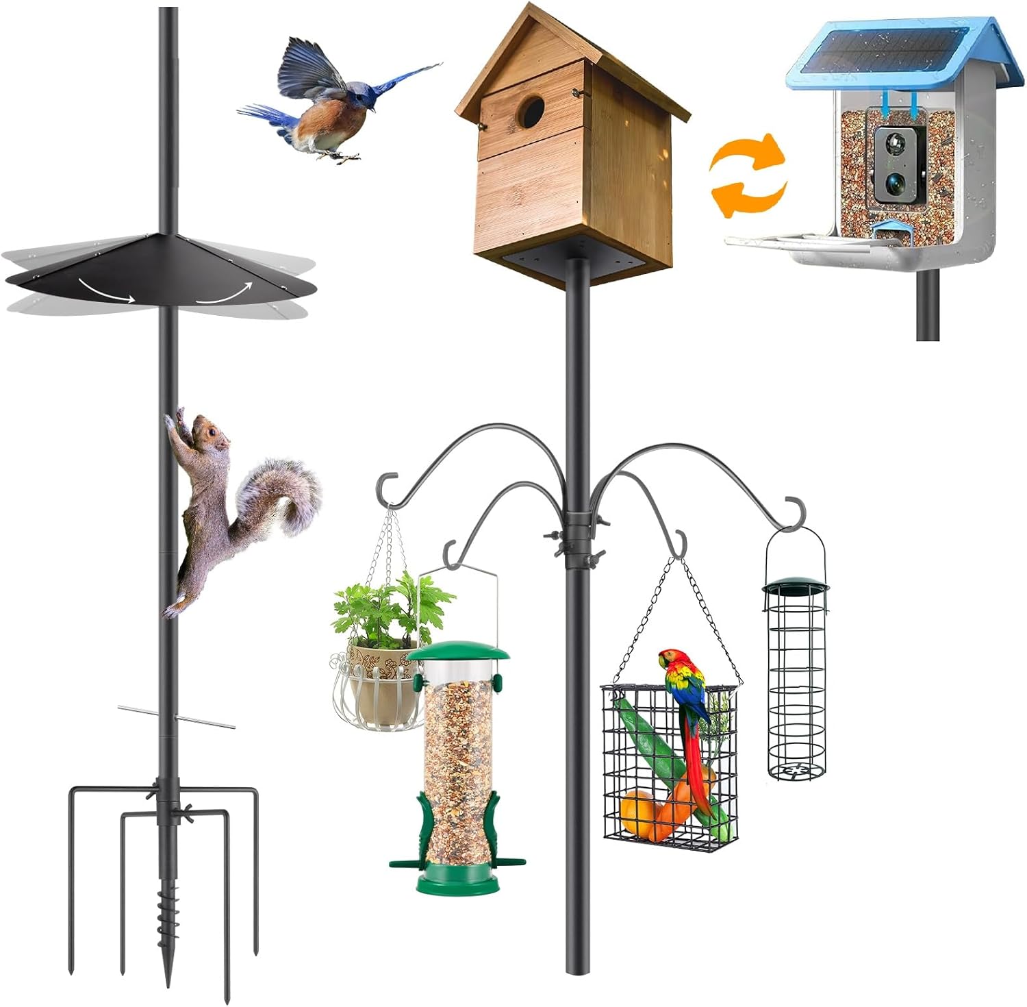 Smart 92 Bird Feeder Pole Set with Squirrel Proof Baffle