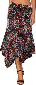 DJT Women's Flowy Handkerchief Hemline Midi Skirt - Flattering & Comfy