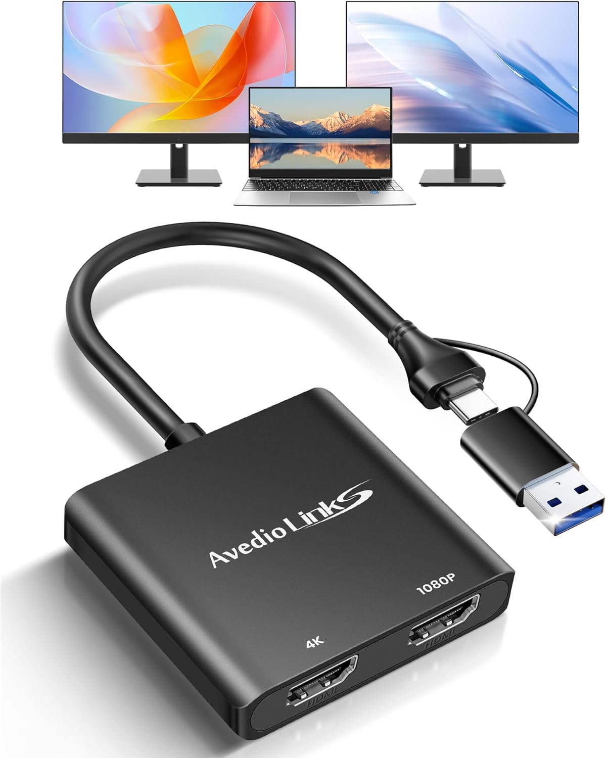 USB C to HDMI Splitter for Extended Display with 4K Support