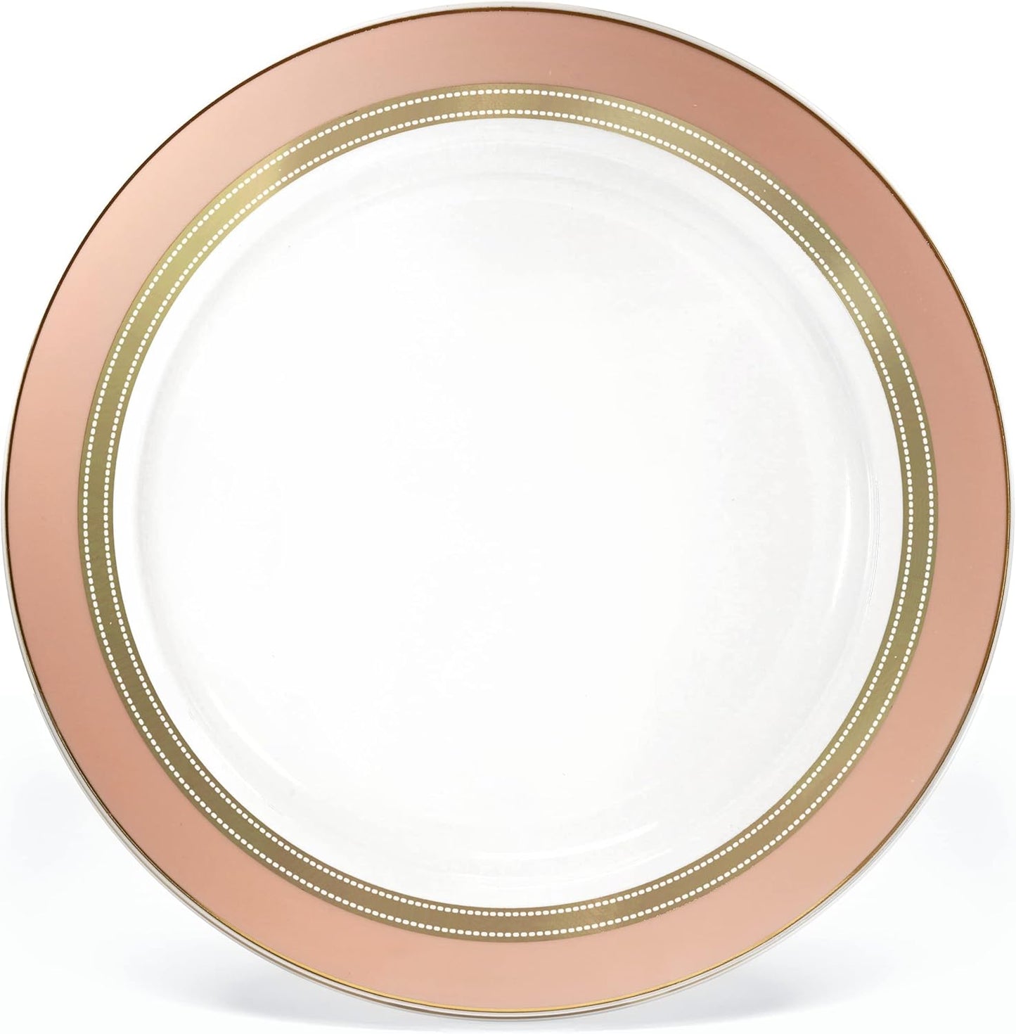40 Pack Disposable Plastic Charger Plates in Ritz Blush & Gold - Elegant Party Essential!