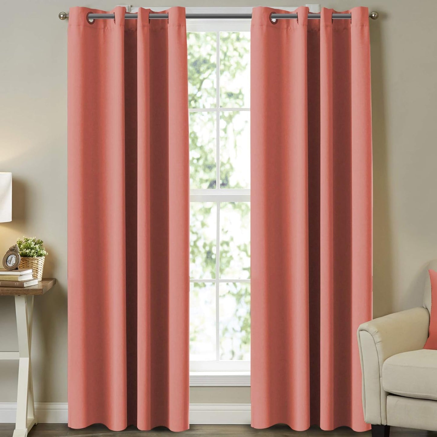 Turquoize Coral Curtains for Bedroom - Thermal Insulated Panels