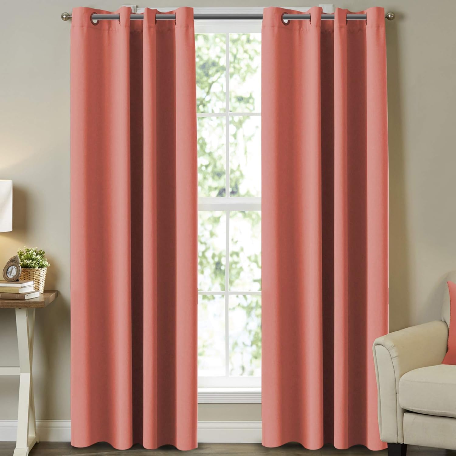 Turquoize Coral Curtains for Bedroom - Thermal Insulated Panels