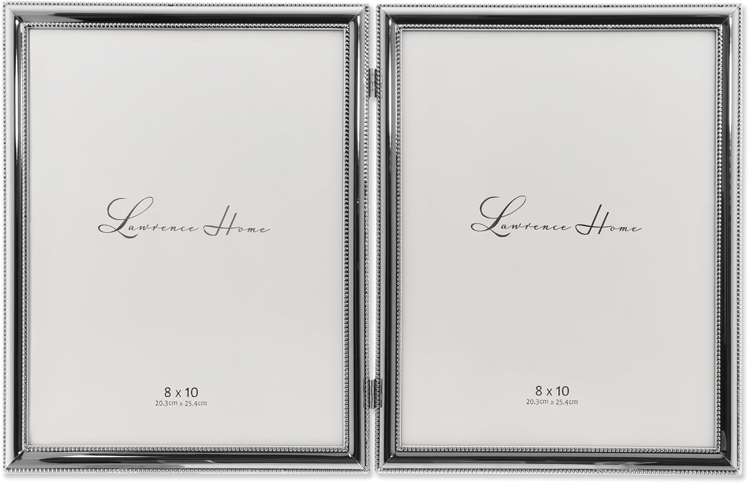 Elegant Silver Plated Double Bead Hinged Picture Frame 8x10