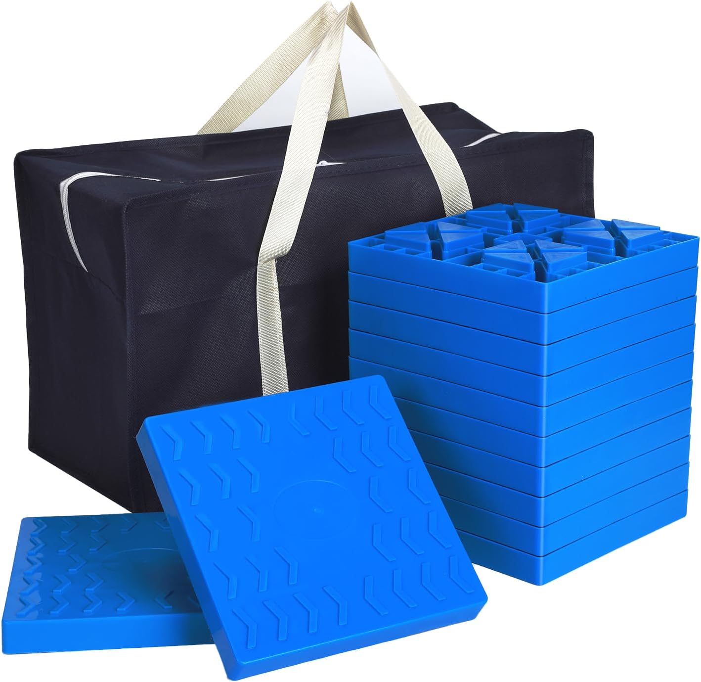 12 Packs Heavy-Duty RV Leveling Blocks with Anti-Slip Design
