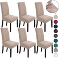 Dining Room Chair Covers Set of 6 - Stretchy Removable Khaki