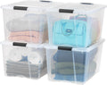 72 QT Clear Plastic Storage Box with Lid and Latches - 4 Pack