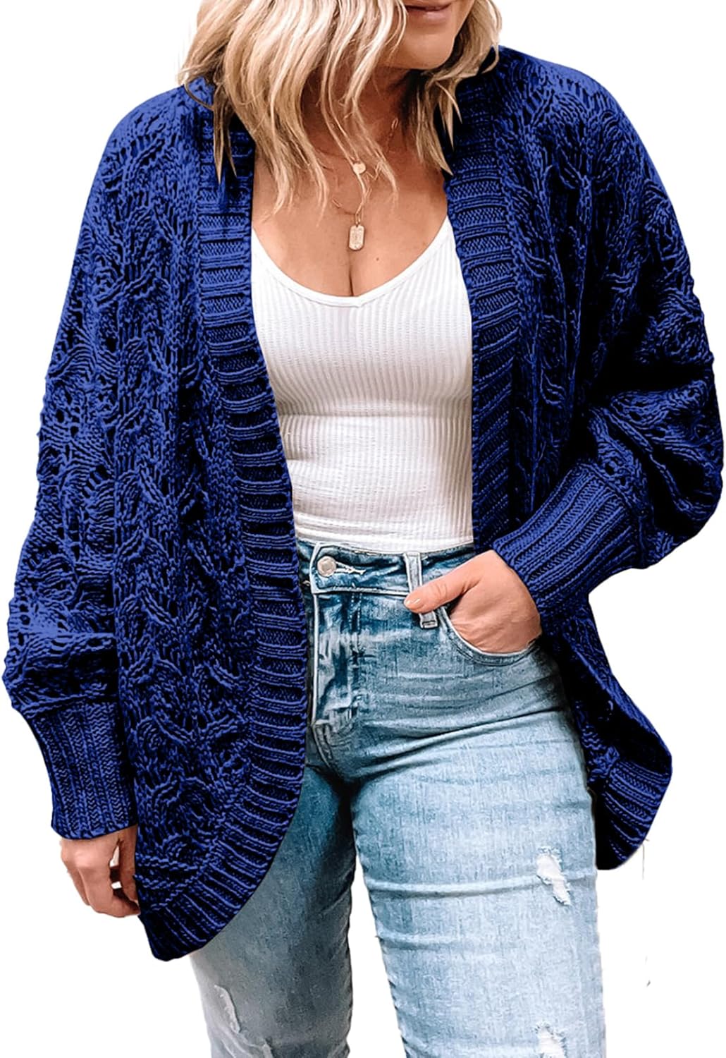 Eytino Womens Plus Size Crochet Cardigan Sweater for All Seasons