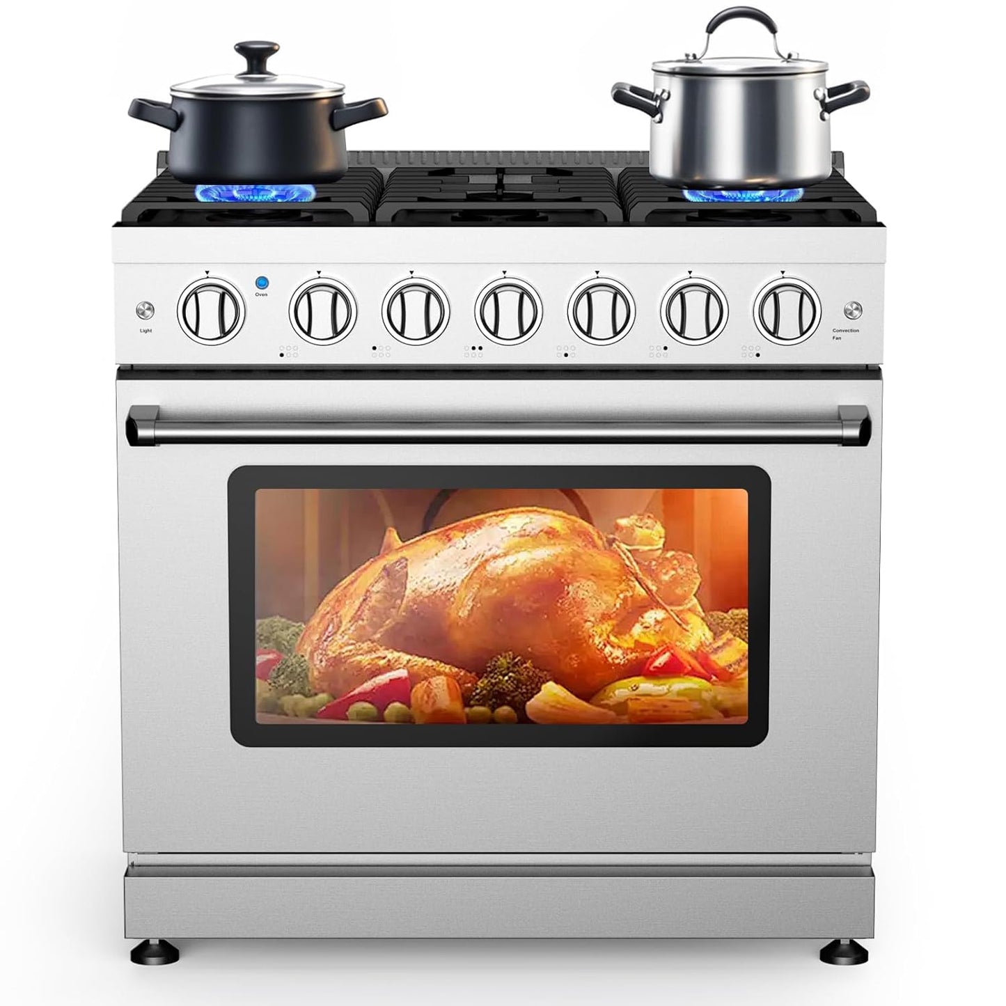 36 Inch Freestanding Dual Fuel Range Oven with True Convection