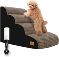 Dog Stairs for Small Pets - 4 Step Curved Ramp for High Beds
