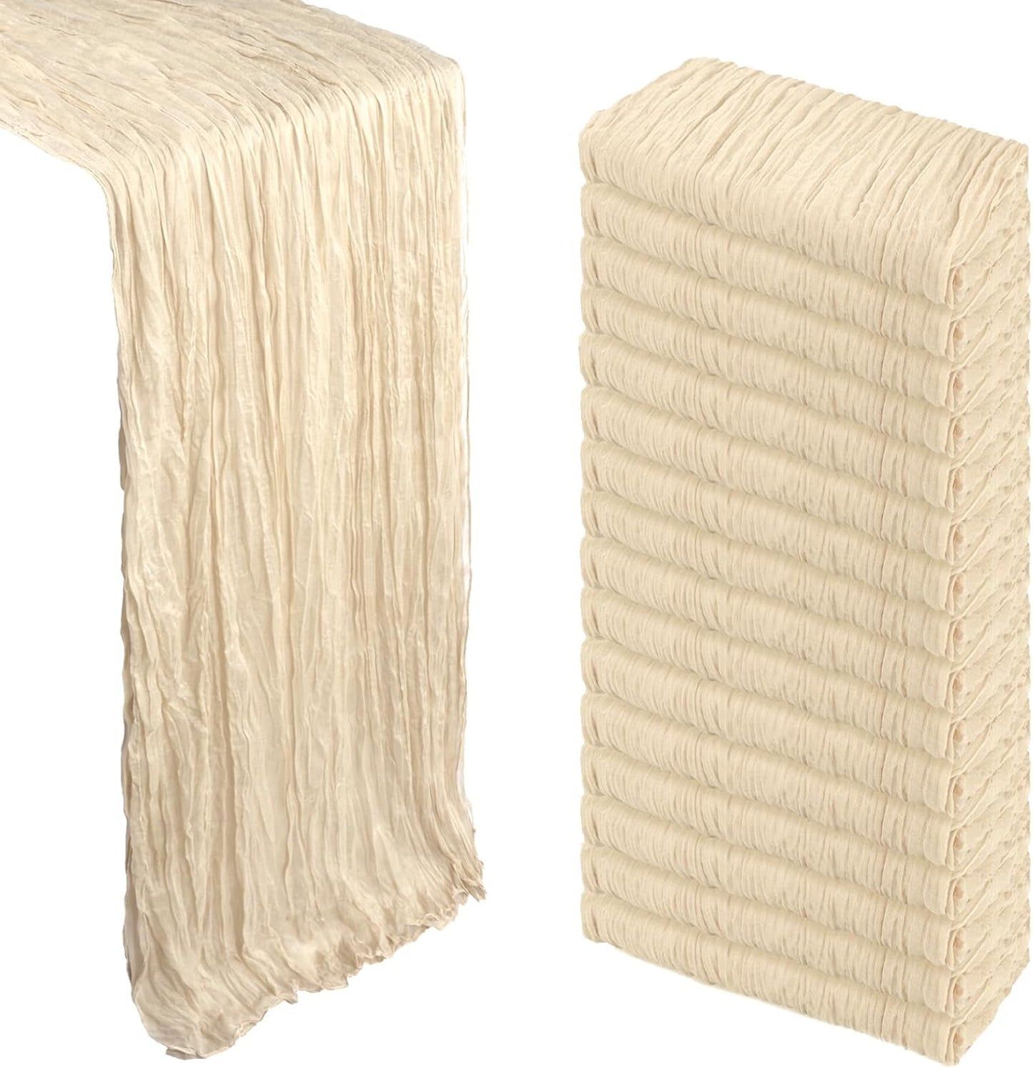 16 Pack Beige Cheesecloth Table Runner for Elegant Decor