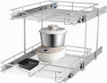 2 Tier Pull Out Cabinet Organizer 17in W x 21in D - Slide Out Storage