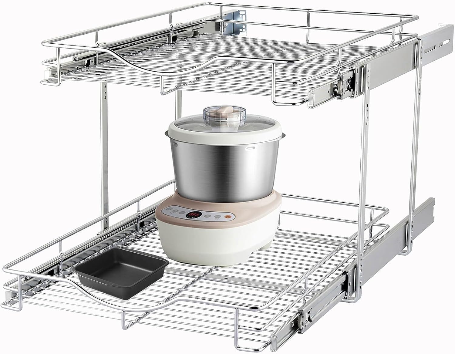 DINDON 2 Tier Pull Out Cabinet Organizer for Easy Access Storage