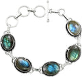 Oval Shape Natural & Synthetic Gemstones 925 Silver Plated Link