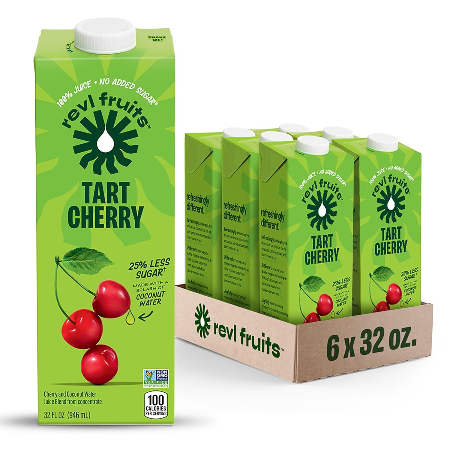 Revl Fruits Tart Cherry 100% Juice, No Added Sugar, 32 fl oz