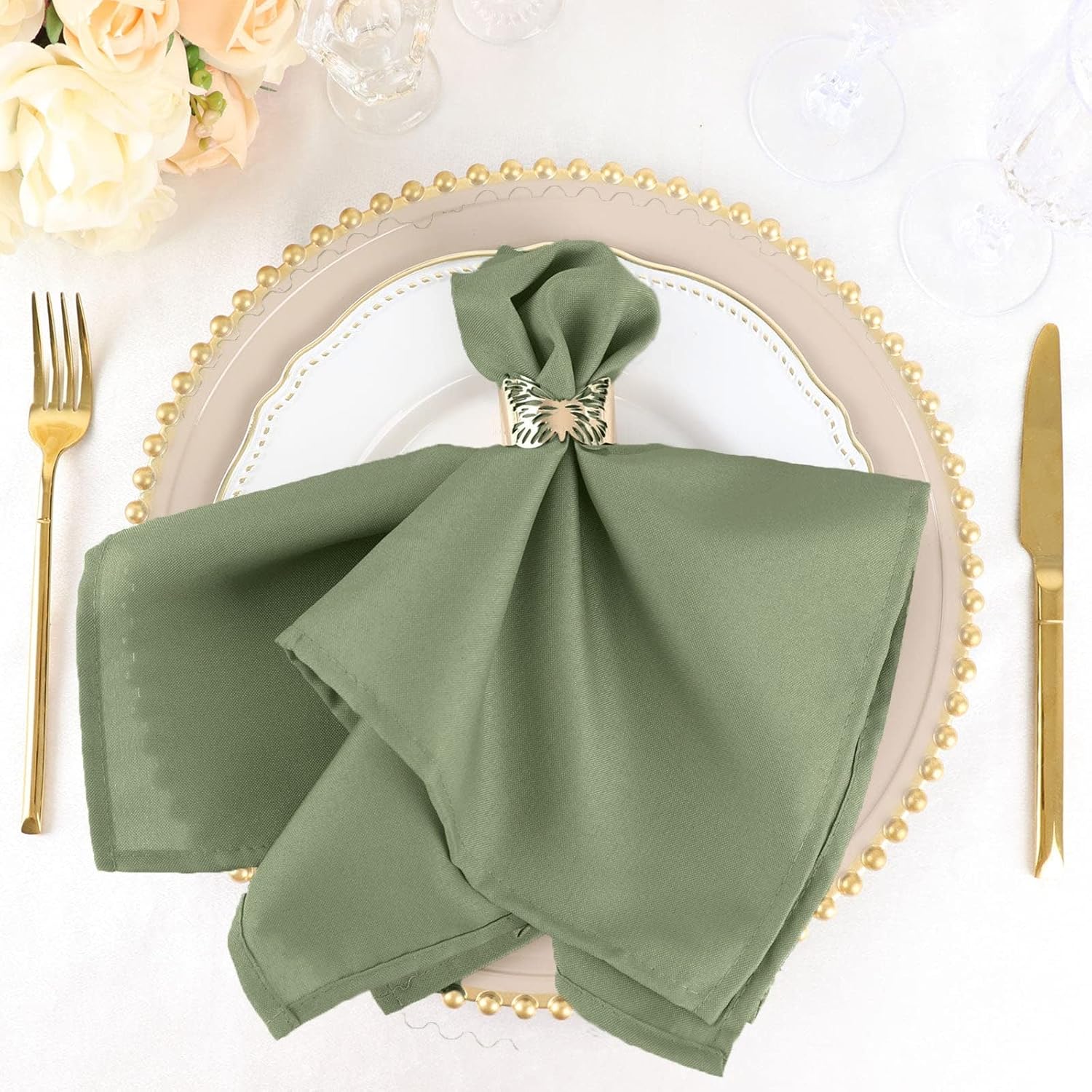 Eucalyptus Sage Green Premium 17in Napkins for Elegant Events