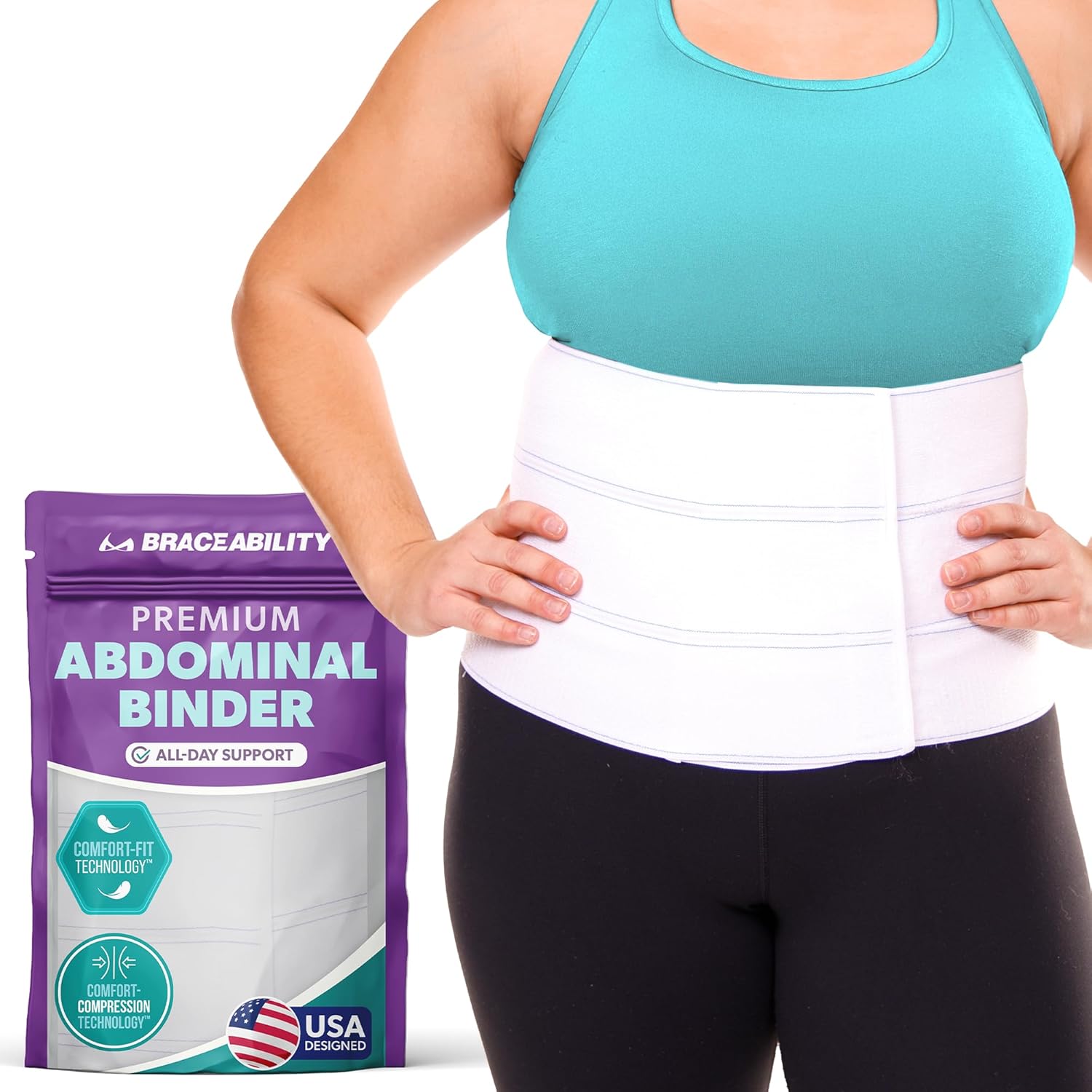 BraceAbility Medical Abdominal Stomach Binder for Recovery