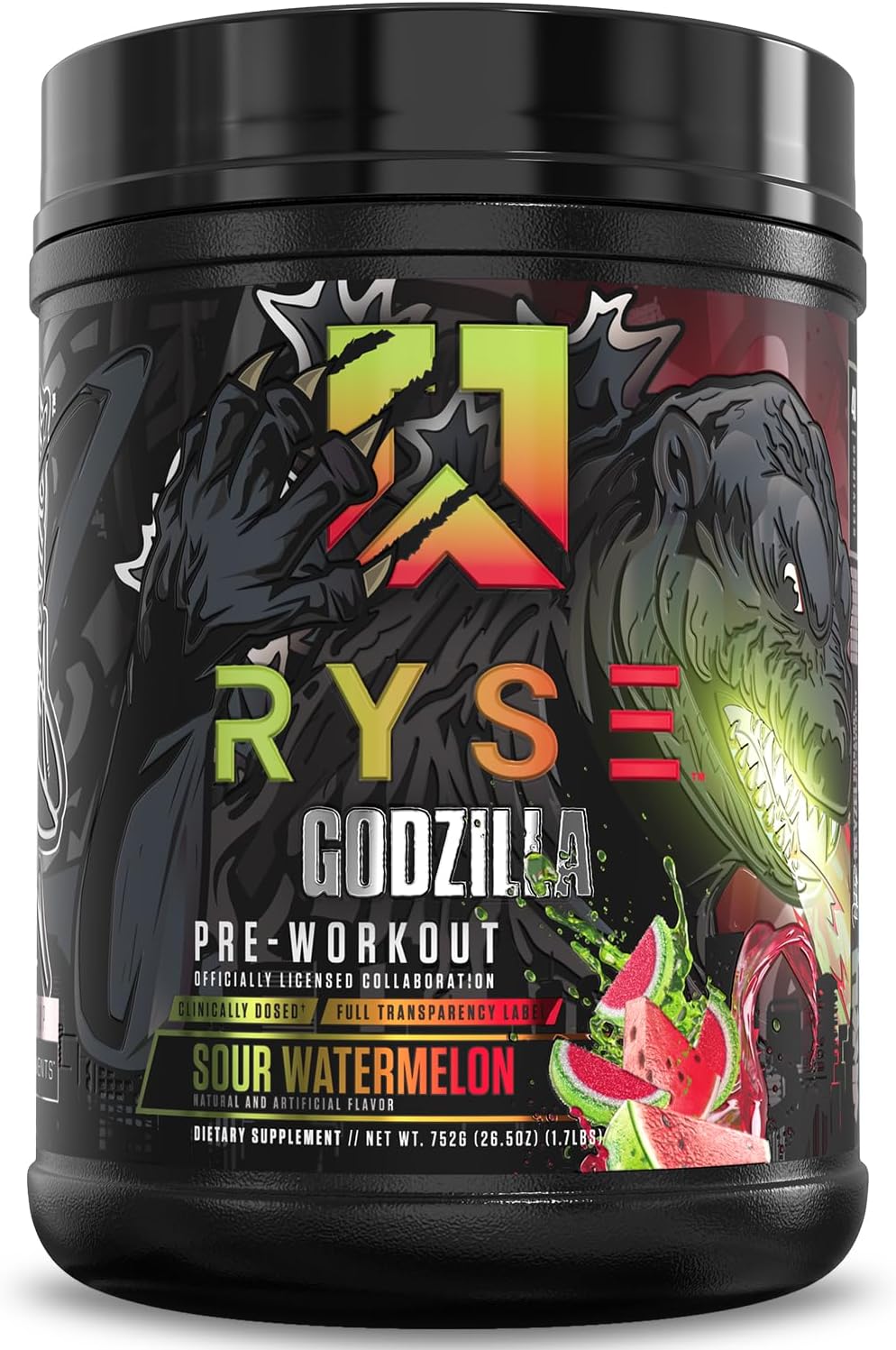 RYSE Godzilla Pre Workout Powder - Sour Watermelon Flavor