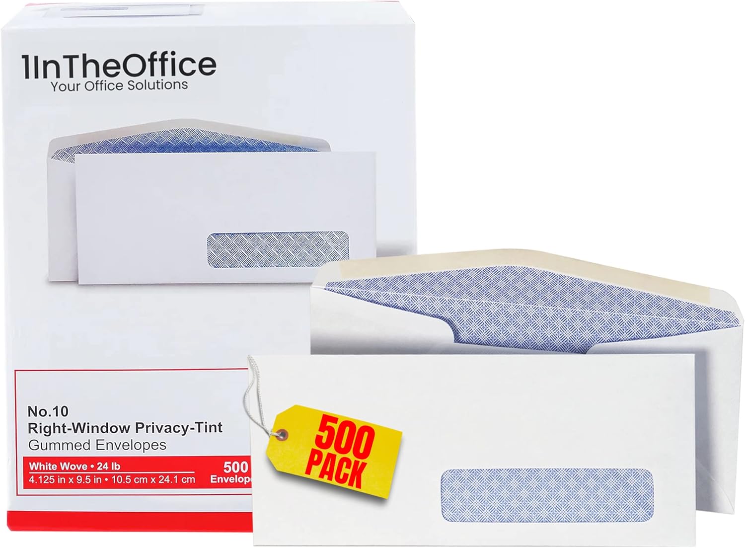 Right Window Security-Tint Gummed Envelopes for Confidential Mail