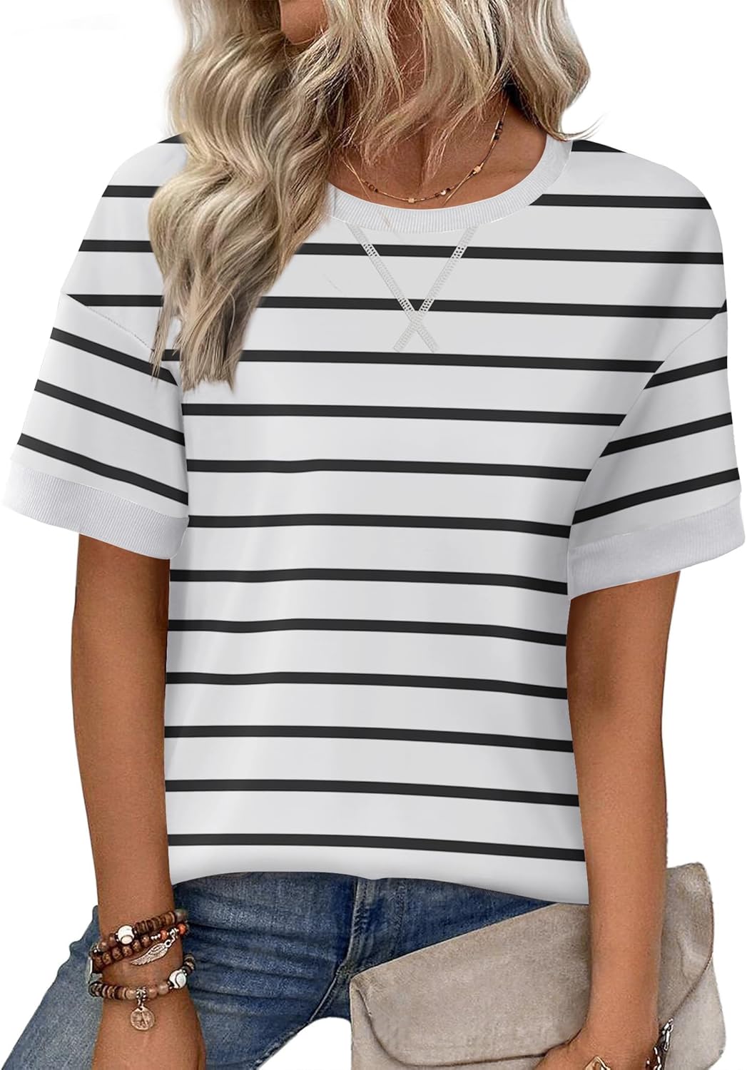 Zeagoo Oversized Striped Tee - Casual Chic for Summer