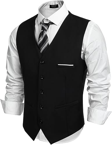 COOFANDY Men's V-Neck Suit Vests for Formal Slim Fit Style