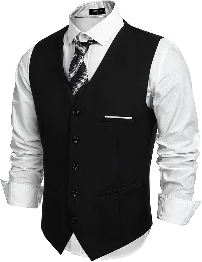 COOFANDY Men's V-Neck Suit Vests for Stylish Business Wear