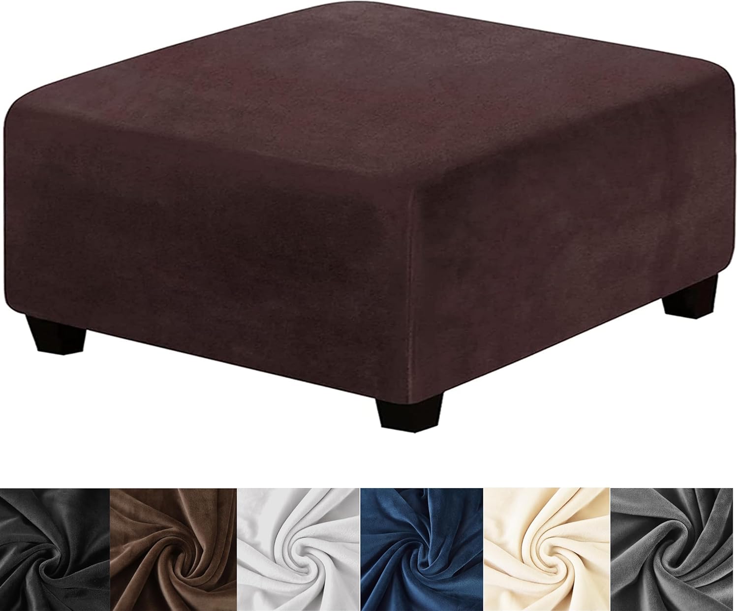 HFCNMY Ottoman Cover Square - Luxurious Stretch Velvet Design
