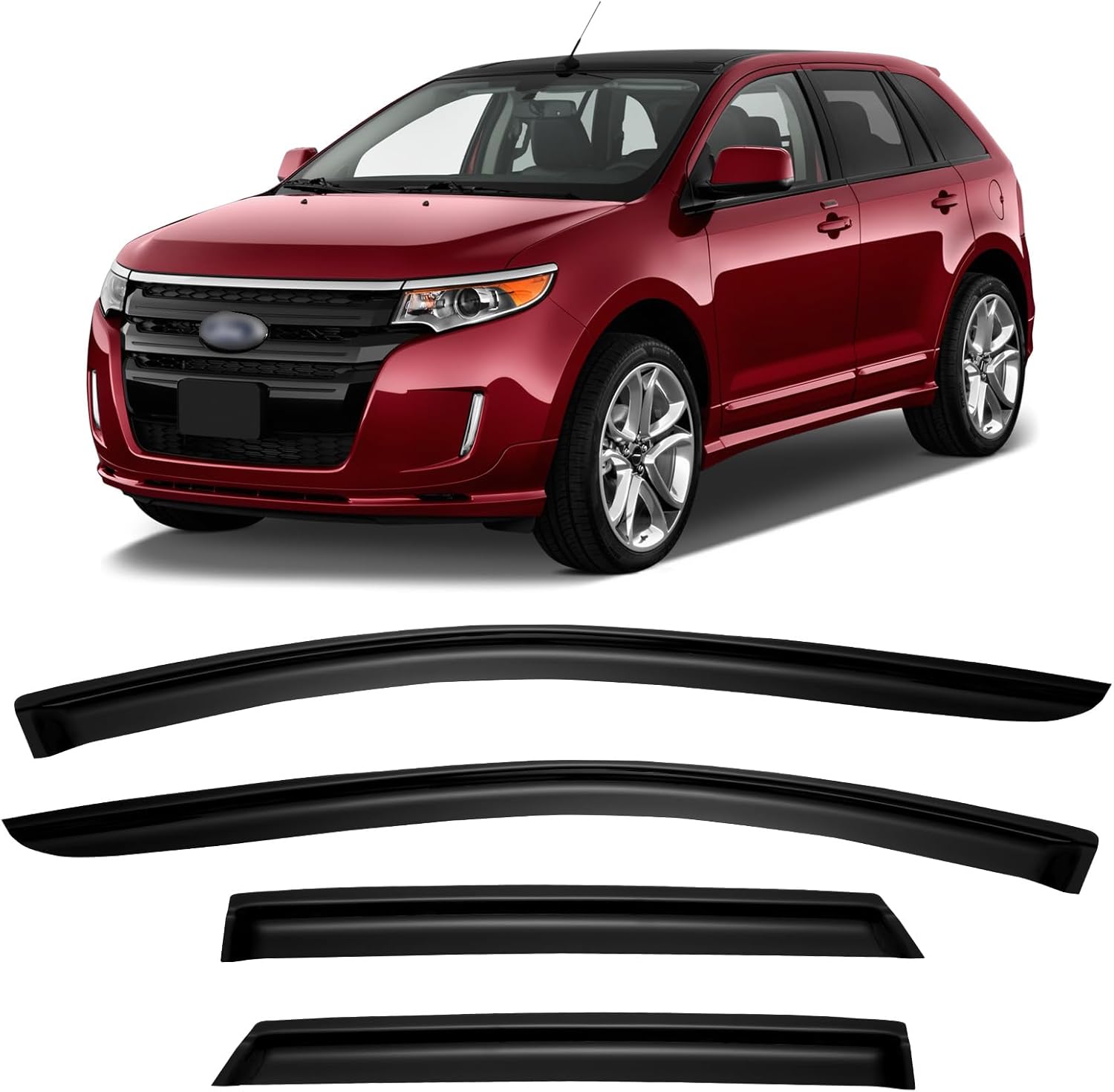 Window Rain Guards Visors for 2007-2014 Ford Edge Vehicles