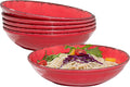 Farmhouse Melamine Pasta Bowls Set of 6 - Durable Rustic Red Dinner