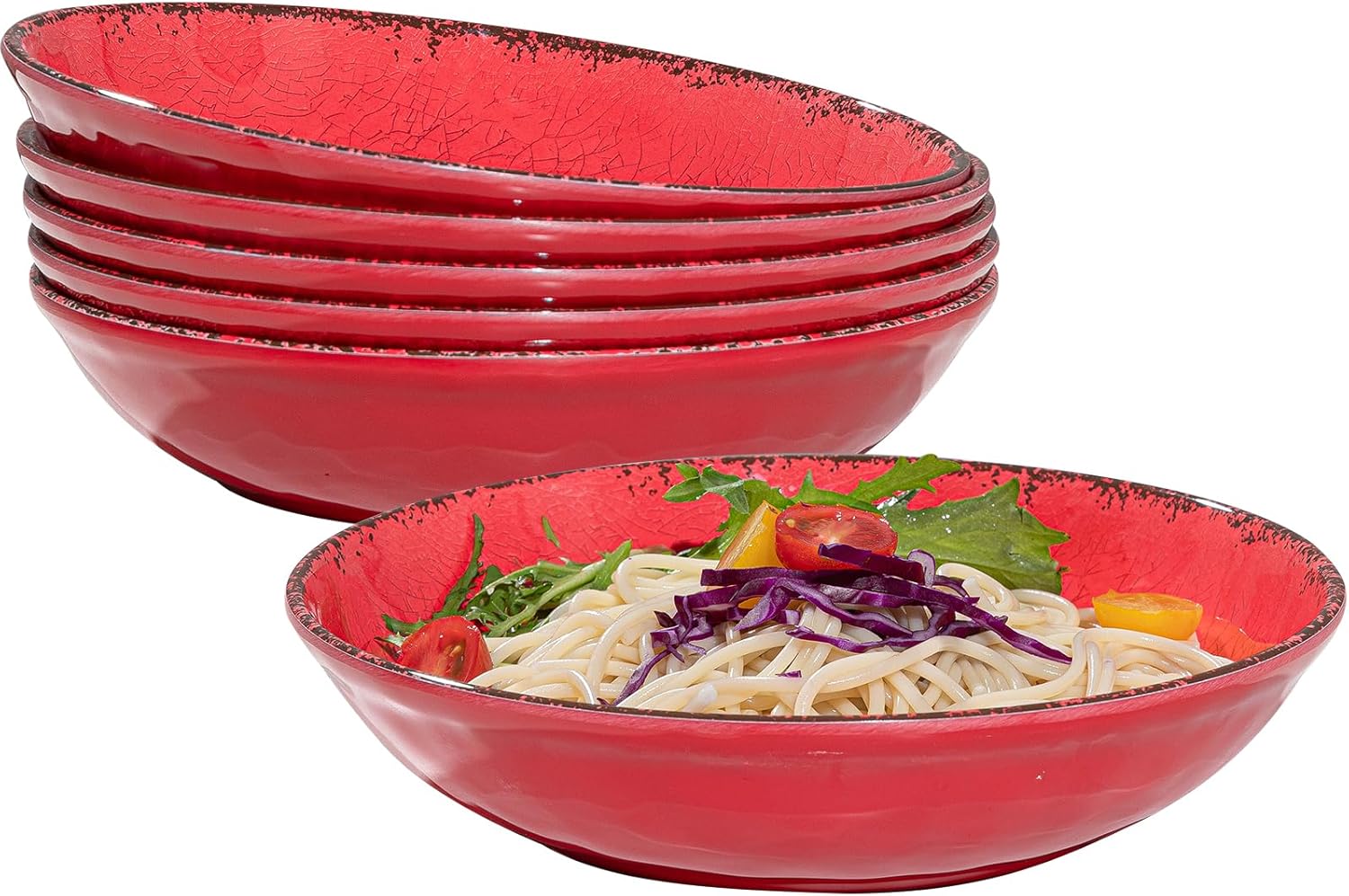 Farmhouse Melamine Pasta Bowls Set of 6 for Every Occasion