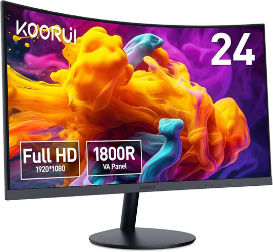 KOORUI 24 Curved Monitor: Full HD 1080P, Eye Care