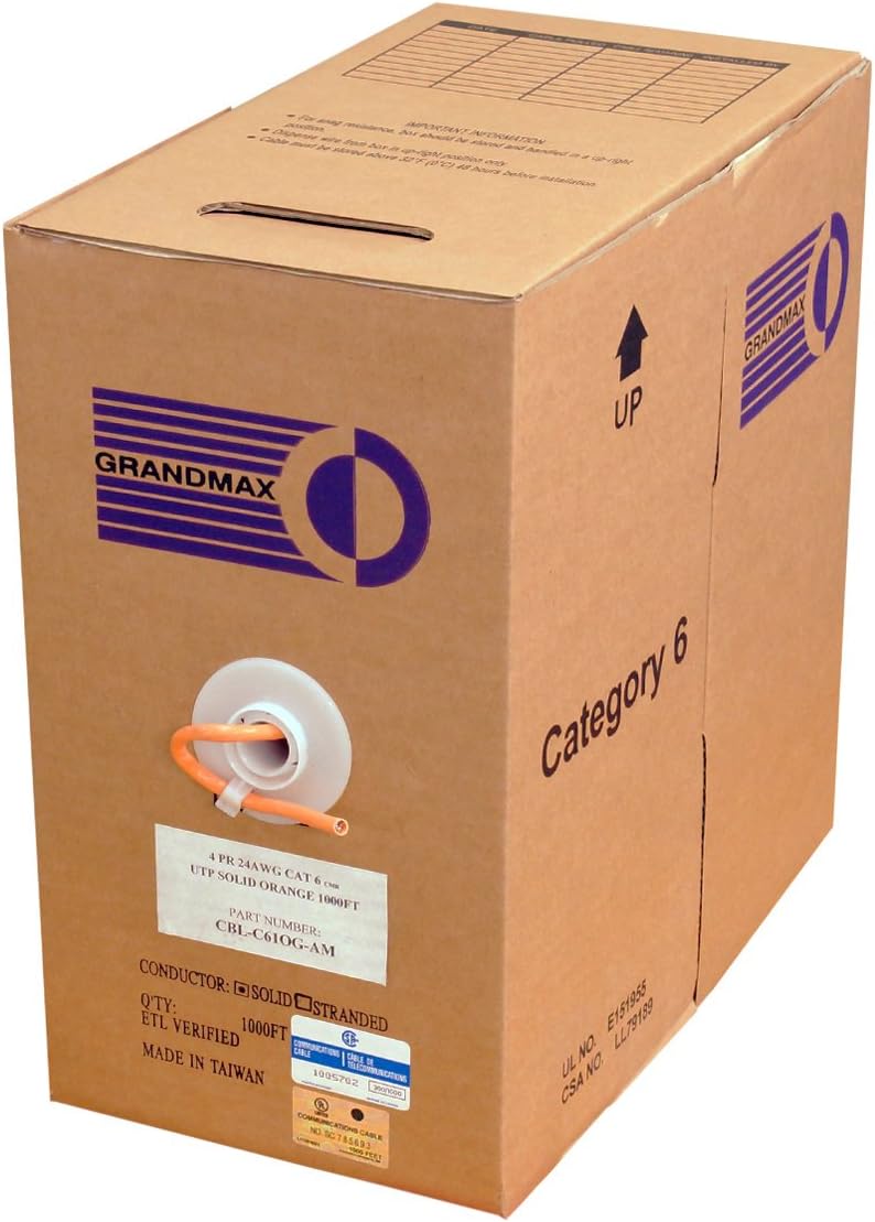 GRANDMAX CAT6 550MHz Solid PVC Bulk Cable for Reliable Networking