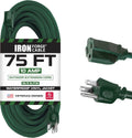 Outdoor 75 ft Heavy Duty Extension Cord - Weatherproof Green