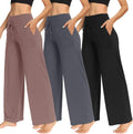 Wide Leg Pants Women 3 Pack - Soft High Waist Palazzo
