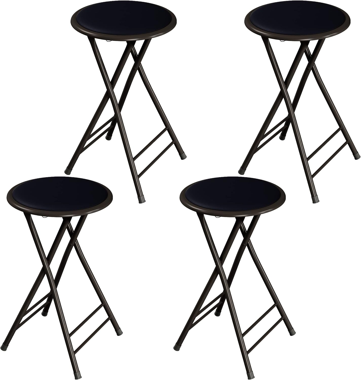 Set of 4 Backless Folding Bar Stools for Kitchen or Game Room