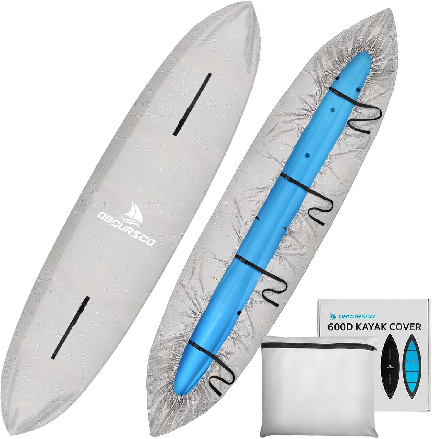 Obcursco 600D Kayak Cover Waterproof for Outdoor Storage