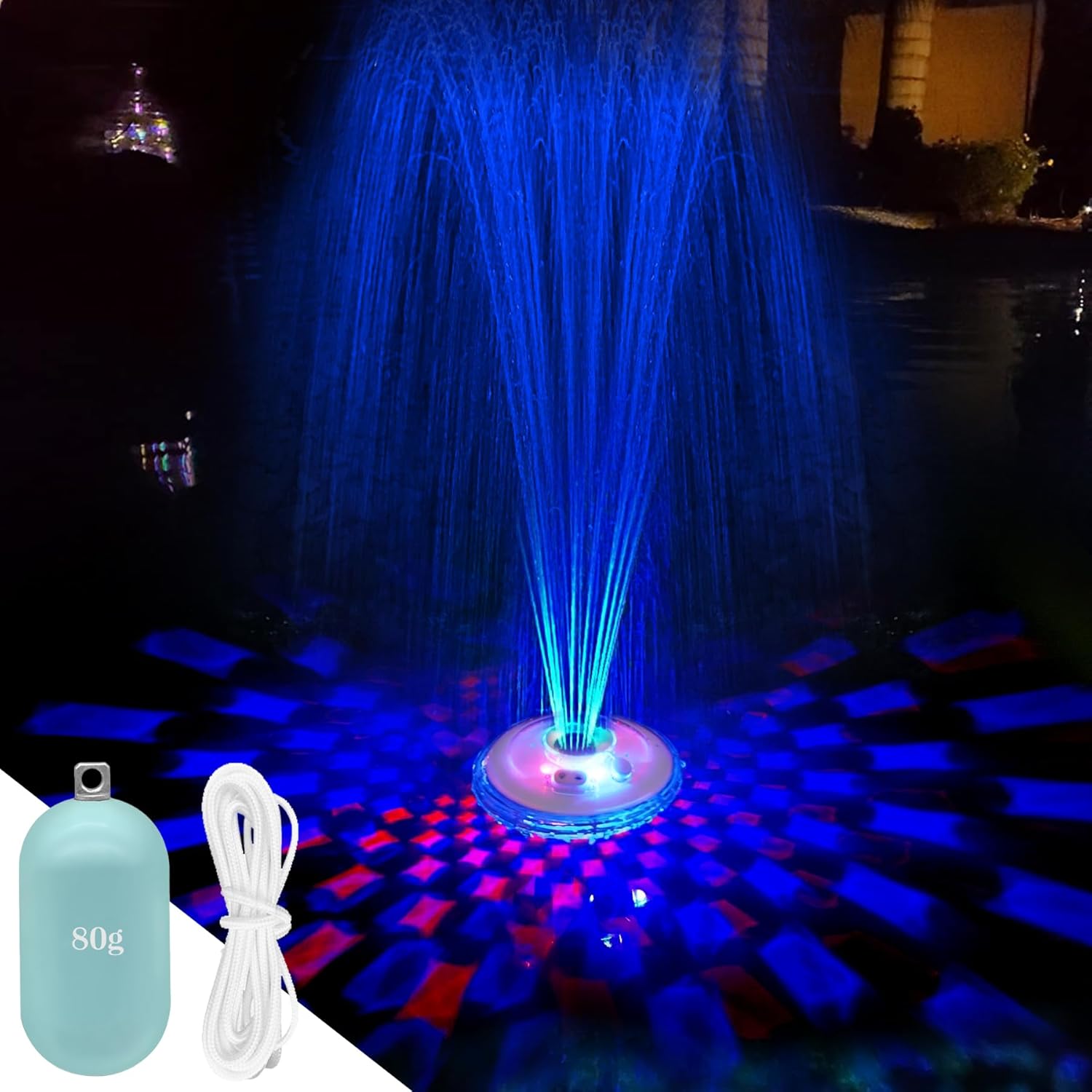Floating Pool Fountain with Underwater Light Show for Pools