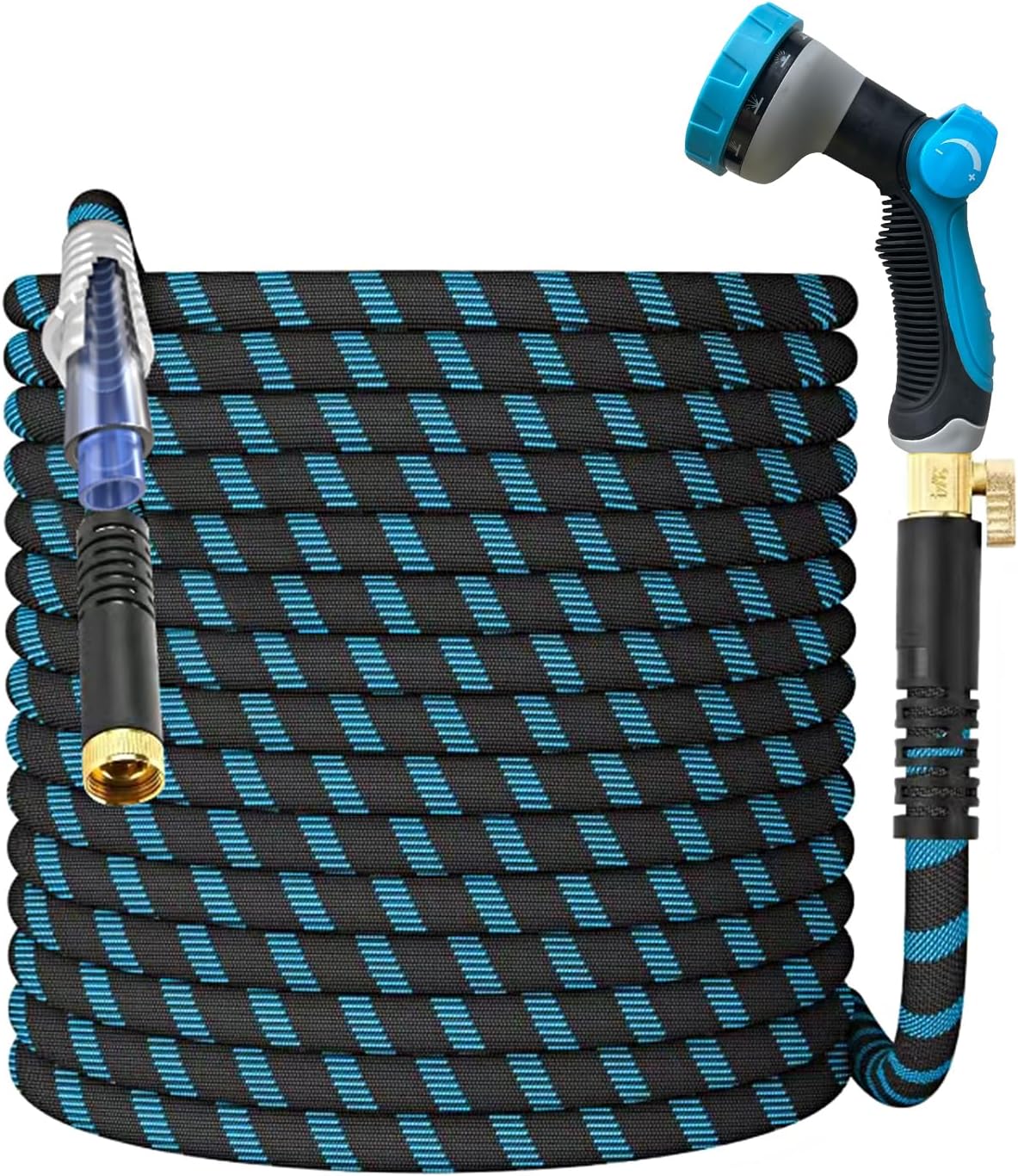 150Ft Non-Expandable Garden Hose with 10-Pattern Nozzle