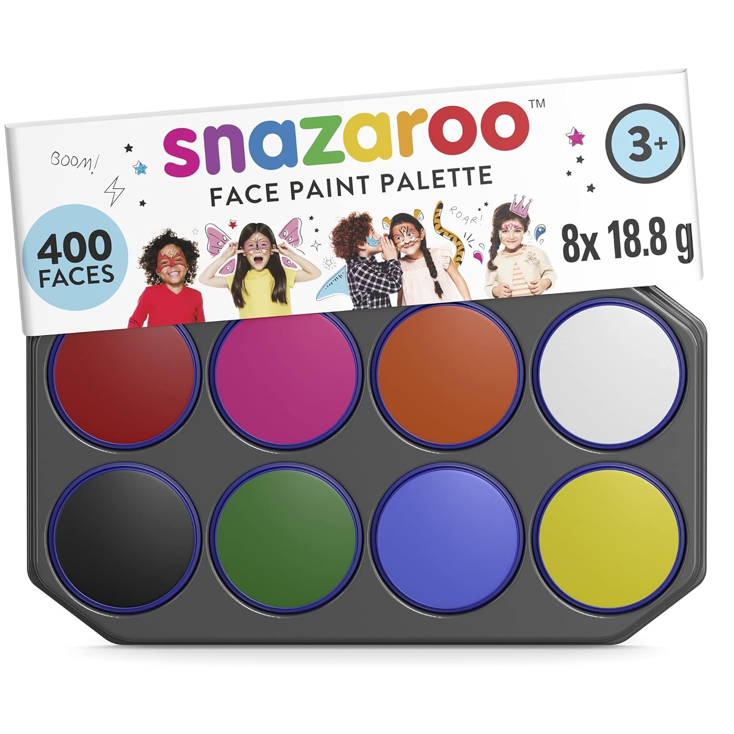 Snazaroo Face Paint Palette Kit for Kids & Adults - 8 Colors