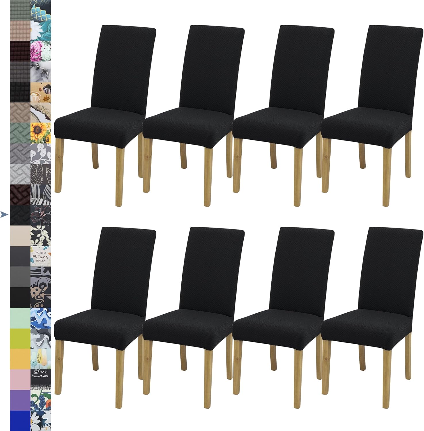 Dining Chair Cover Set of 8, Jacquard Stretch Slipcovers