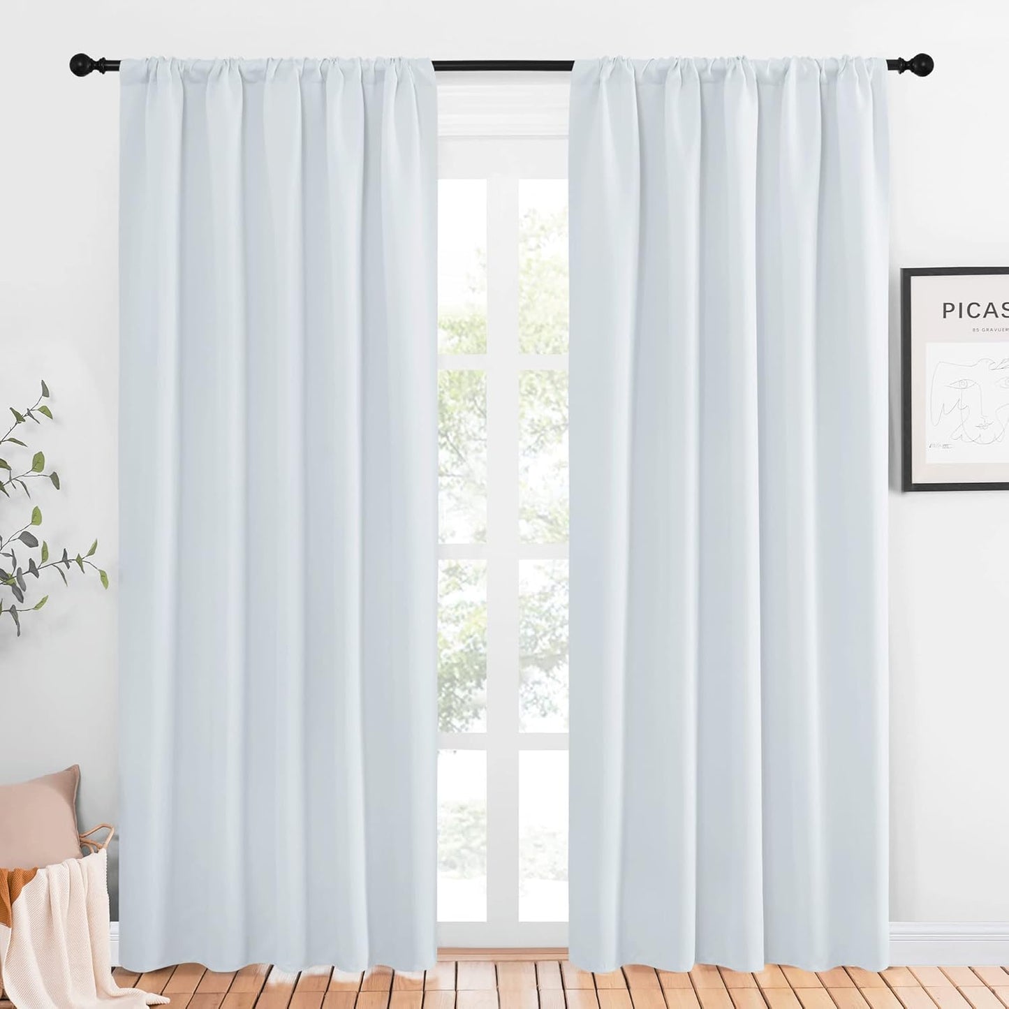 NICETOWN Greyish White Bedroom Curtain Panels for Room Darkening