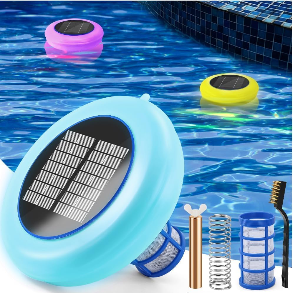 Solar Pool Ionizer with Multi-Colored LED Night Light Feature