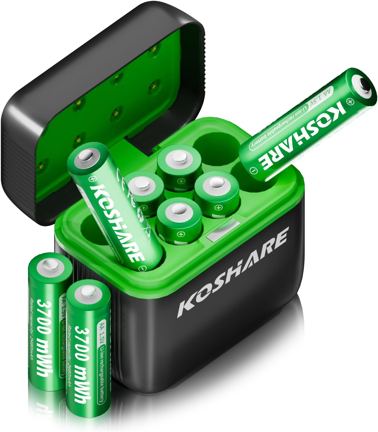 Rechargeable AA Lithium Batteries with Charger for High Capacity